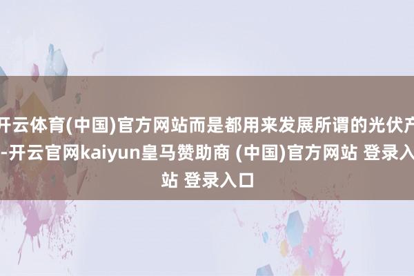 开云体育(中国)官方网站而是都用来发展所谓的光伏产业-开云官网kaiyun皇马赞助商 (中国)官方网站 登录入口